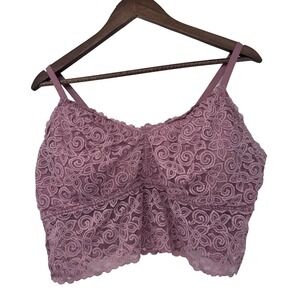Tranquil & True 3X Lace Padded Pink Pullover Bralette sheer fairy romantic